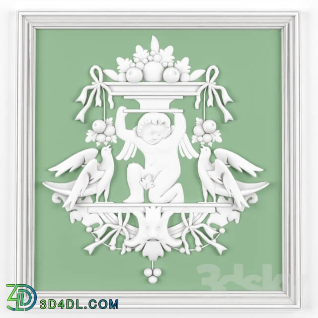 Decorative plaster - stucco angel and bird
