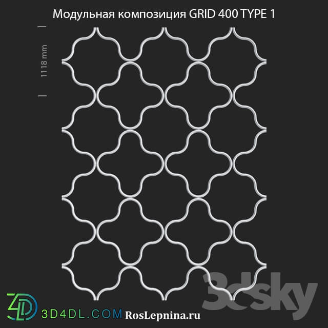 Decorative plaster - OM Modular composition GRID 400 TYPE 1 from RosLepnina