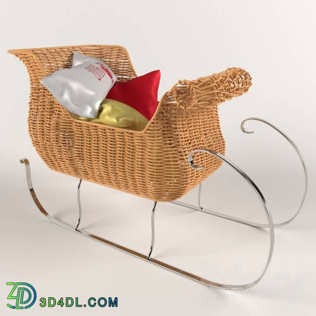 Other decorative objects - Rattan sleigh