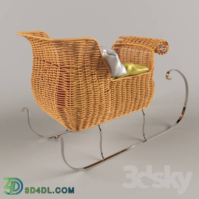 Other decorative objects - Rattan sleigh