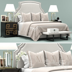 Bed - Upholstered White Headboard Bed 