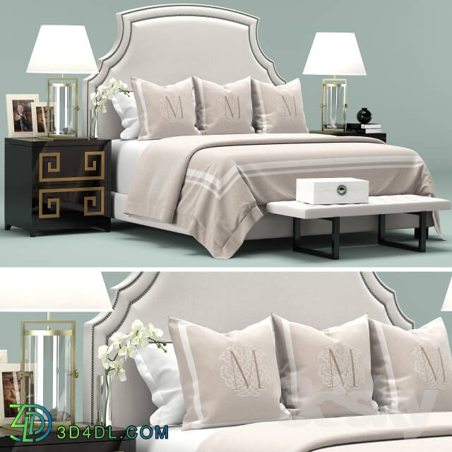 Bed - Upholstered White Headboard Bed