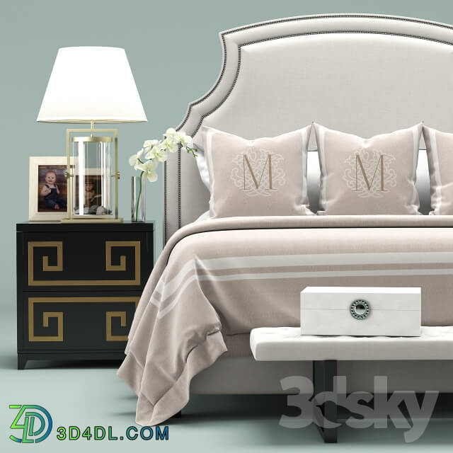 Bed - Upholstered White Headboard Bed