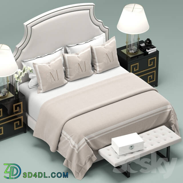 Bed - Upholstered White Headboard Bed