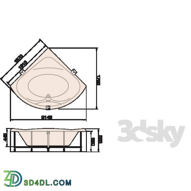 Bathtub - PAA RUMBA 1570mm x 1570mm x 655mm