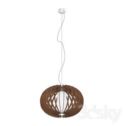 Ceiling light - 95593 Suspension STELLATO 3_ 1х60W _E27__ Ø700_ H1500_ steel nickel matt _ wood_ glass_ brown 