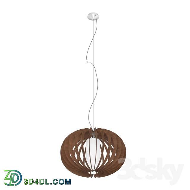 Ceiling light - 95593 Suspension STELLATO 3_ 1х60W _E27__ Ø700_ H1500_ steel nickel matt _ wood_ glass_ brown