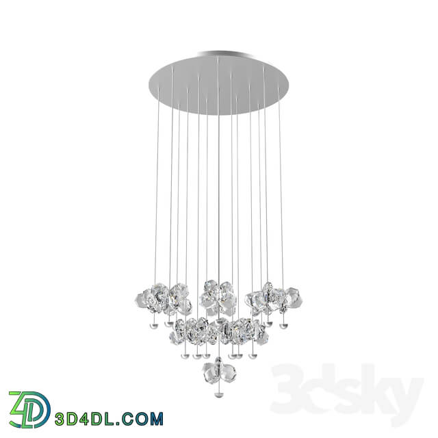 Ceiling light - 93662 LED suspension PIANOPOLI_ 15x2_5W _LED__ Ø500_ H1100_ chrome _ crystal