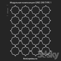 Decorative plaster - OM Modular composition GRID 290 TYPE 1 from RosLepnina 