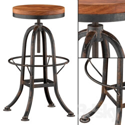 Chair - Oleg Industrial loft Iron Base Reclaimed Wood Bar Counter Stool 