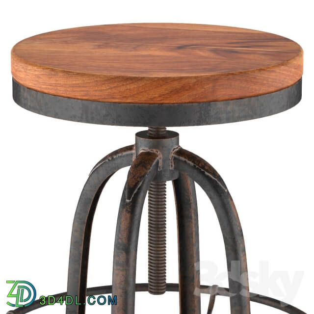 Chair - Oleg Industrial loft Iron Base Reclaimed Wood Bar Counter Stool