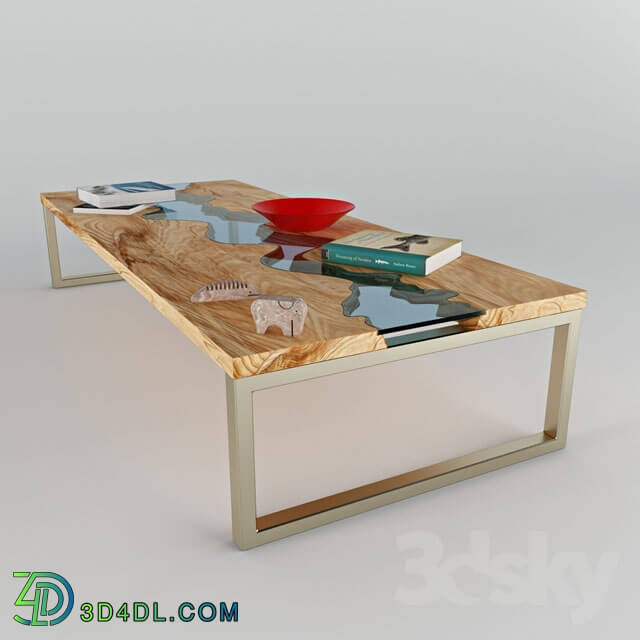 Table - Wood Glass Coffe Table