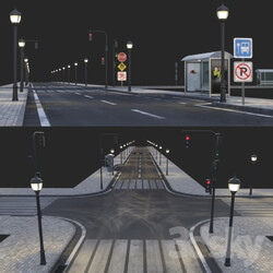 Other architectural elements - Road and busstop 