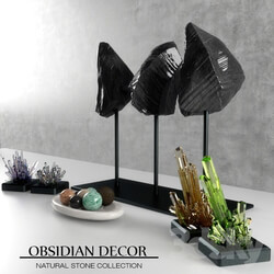 Other decorative objects - Obsidian Decorative Natural Marble and Crystal Tableware Set 