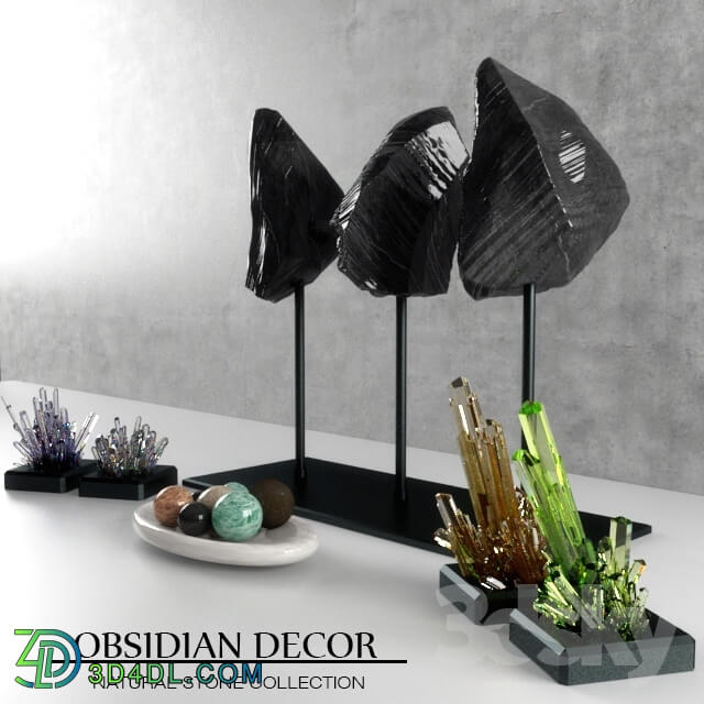 Other decorative objects - Obsidian Decorative Natural Marble and Crystal Tableware Set