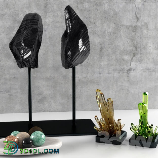 Other decorative objects - Obsidian Decorative Natural Marble and Crystal Tableware Set