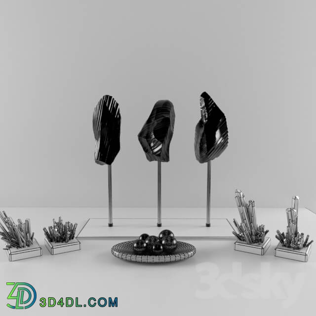 Other decorative objects - Obsidian Decorative Natural Marble and Crystal Tableware Set