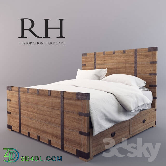 Bed - HEIRLOOM SILVER-CHEST PANEL BED WITH FOOTBOARD