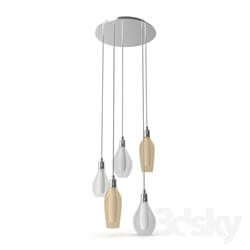 Ceiling light - 95394 LED suspension PONTEVEDRA_ 5x2_5W _G9__ Ø500_ steel_ nickel matt _ glass_ black_ amber 