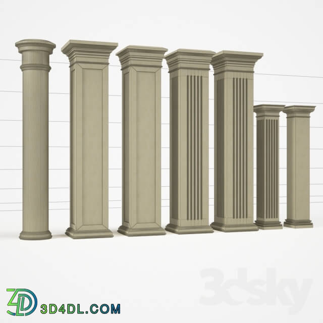 Decorative plaster - stone columns set