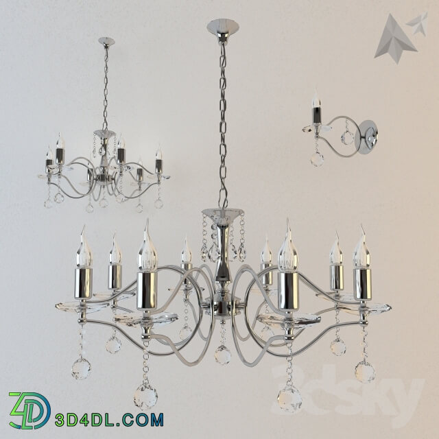 Ceiling light - A set of fixtures Wunderlicht collection of Reflection_ chandelier WL11462-8CH_ chandelier WL11462-6CH_ sconces L13462-1CH