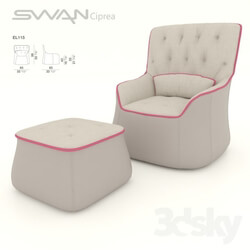 Arm chair - Armchair with pouf SWAN Ciprea long back 