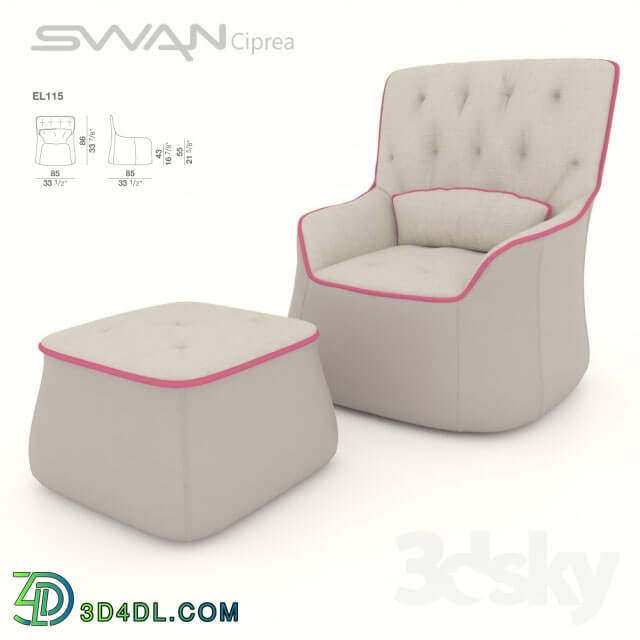 Arm chair - Armchair with pouf SWAN Ciprea long back