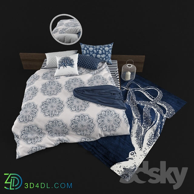 Bed - Bed white and blue