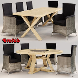 Table _ Chair - Wicker chair and two tables Brafab 