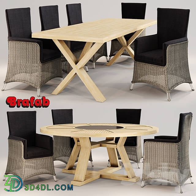 Table _ Chair - Wicker chair and two tables Brafab