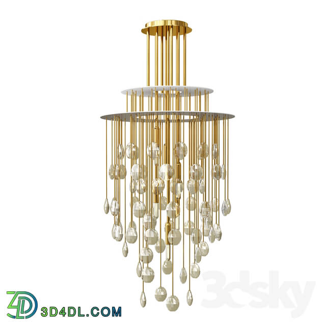 Ceiling light - Hailee Med Chandelier in Natural Brass with Crystal