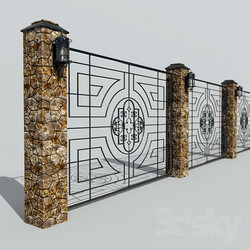 Other architectural elements - Decorative metal fence with a lantern 