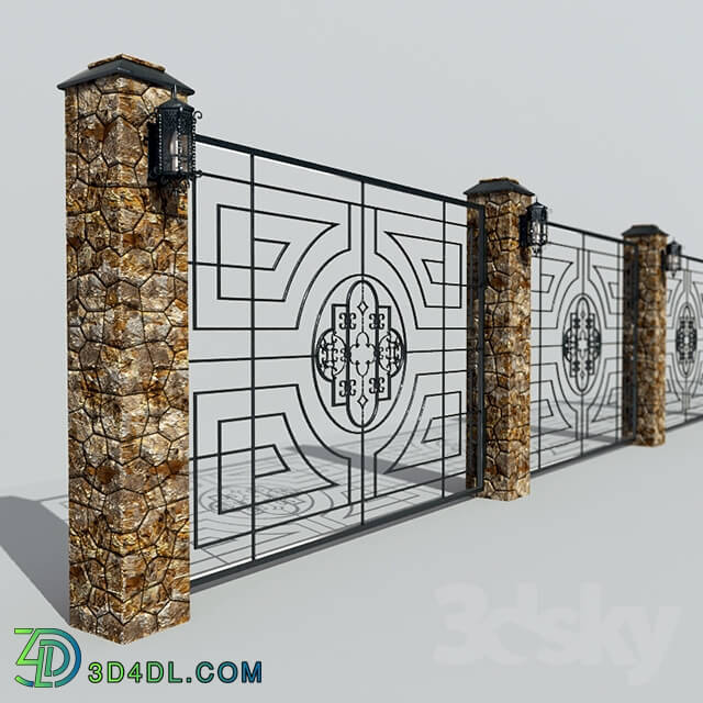 Other architectural elements - Decorative metal fence with a lantern