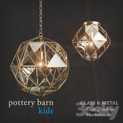 Ceiling light - Fixtures Pottery Barn Kids Glass _ Metal Cage Pendant _ Flushmount 