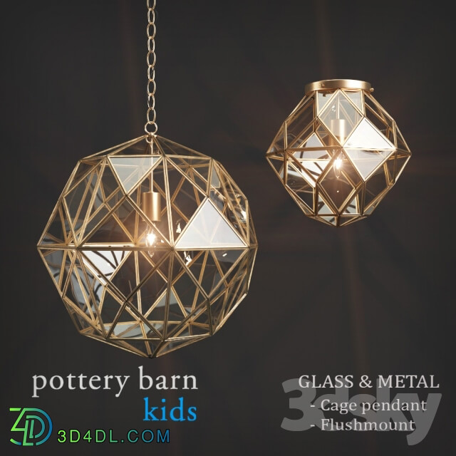 Ceiling light - Fixtures Pottery Barn Kids Glass _ Metal Cage Pendant _ Flushmount