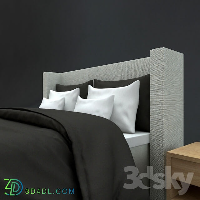 Bed - Modern Luxury black bed with wood table