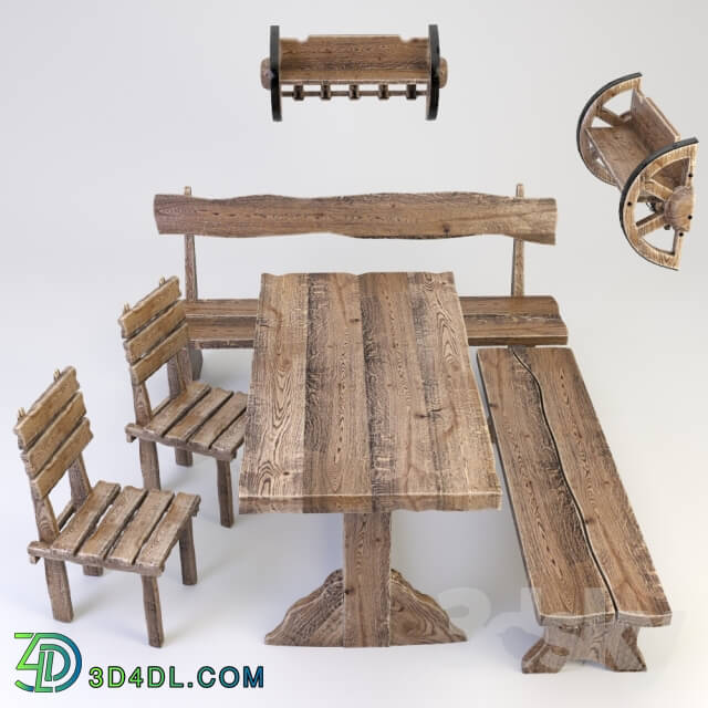 Table _ Chair - aged wood furniture
