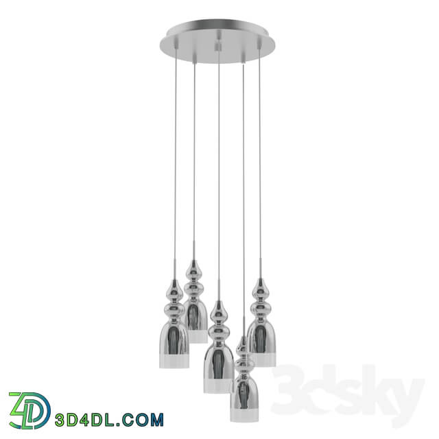 Ceiling light - 95561 BOLANOS LED suspension_ 5x3_3W _LED__ Ø500_ H1500_ steel_ chrome _ glass_ chrome_ transparent