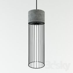 Ceiling light - Long Pencil Concrete Cement Steel Cage Pendant Light 