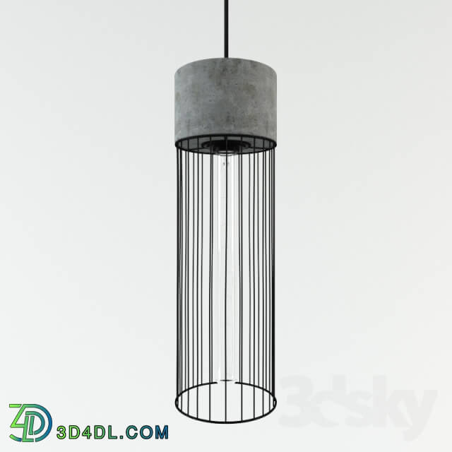 Ceiling light - Long Pencil Concrete Cement Steel Cage Pendant Light