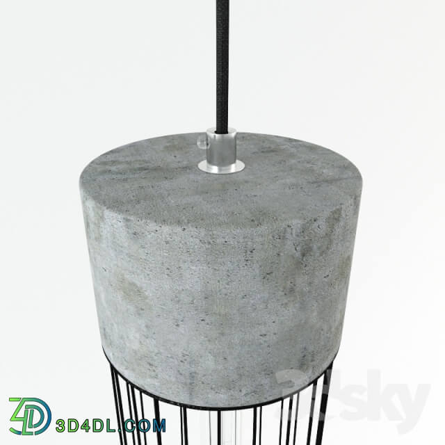 Ceiling light - Long Pencil Concrete Cement Steel Cage Pendant Light