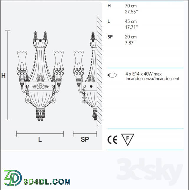 Wall light - Masiero IMPERO-DECO VE 827 A4