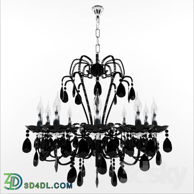 Ceiling light - C.Rococo Iron _amp_ Smoke Crystal Round