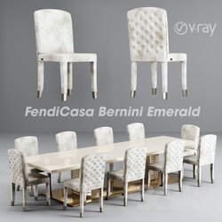 Table _ Chair - FendiCasa Bernini Emerald - Alba Chair 