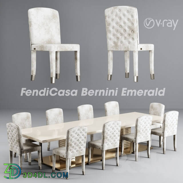 Table _ Chair - FendiCasa Bernini Emerald - Alba Chair