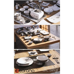 Tableware - A set of dishes in the Japanese style. _ Japanese-style tableware. 