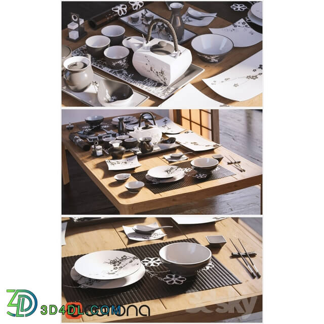 Tableware - A set of dishes in the Japanese style. _ Japanese-style tableware.