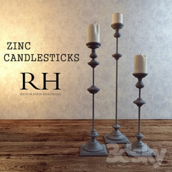 Other decorative objects - ZINC CANDLESTICKS 