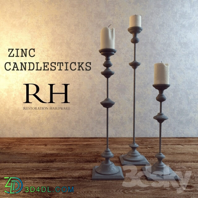 Other decorative objects - ZINC CANDLESTICKS