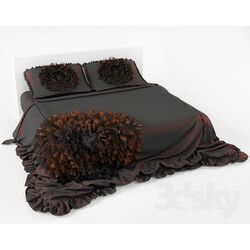 Bed - Bed linens with flower 
